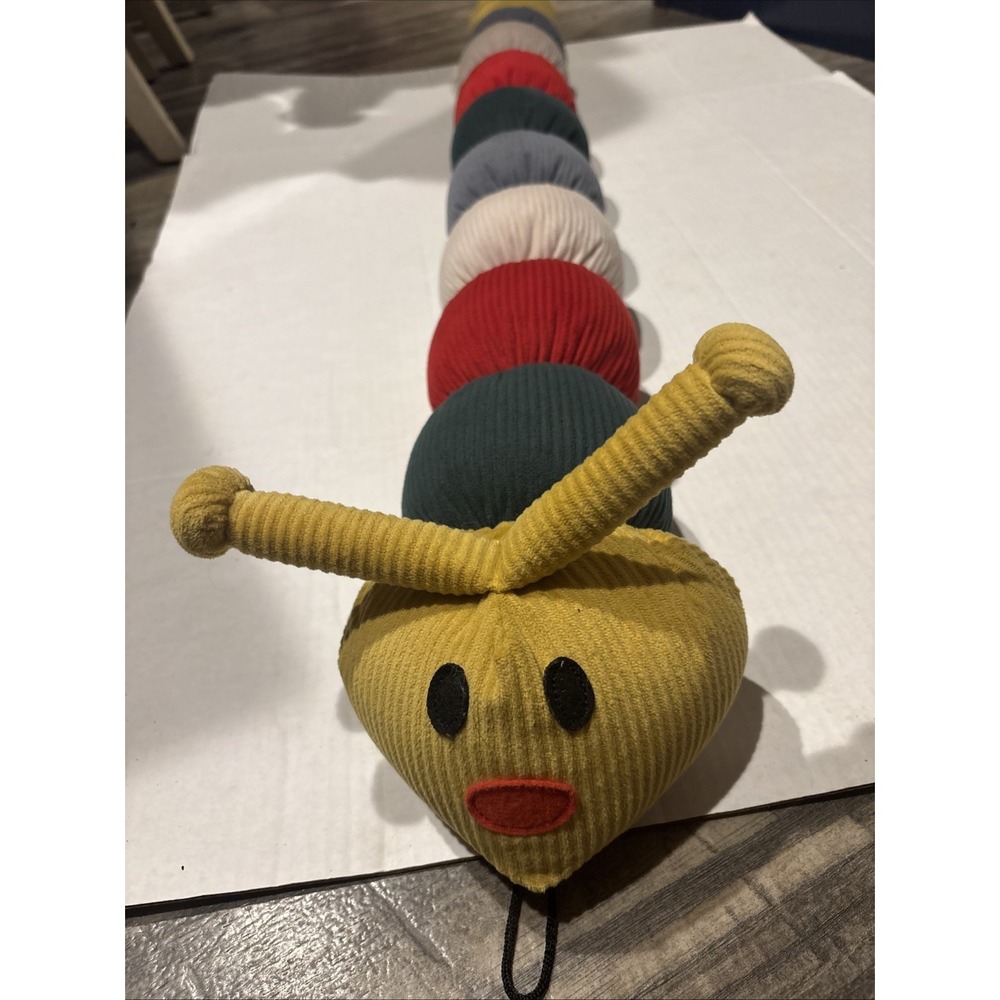 Happy Corduroy Caterpillar Dog Puppy Toy Plush‎ Squeaky Rattle Big Large 42"